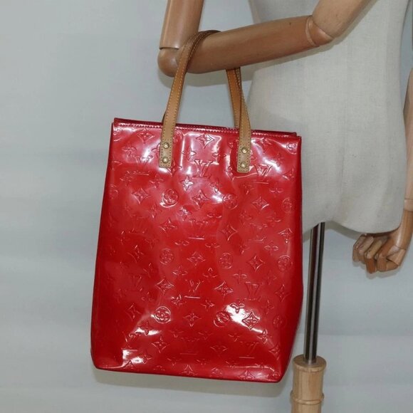 LOUIS VUITTON Monogram Vernis Reade MM Hand Bag Red Rouge M91086 LV Auth BA4169 - Picture 15 of 16